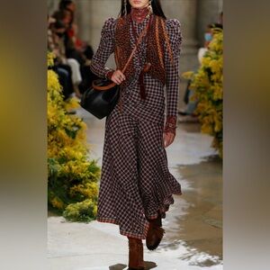 NWT Ulla Johnson Isabel Plaid Long Sleeve Dress